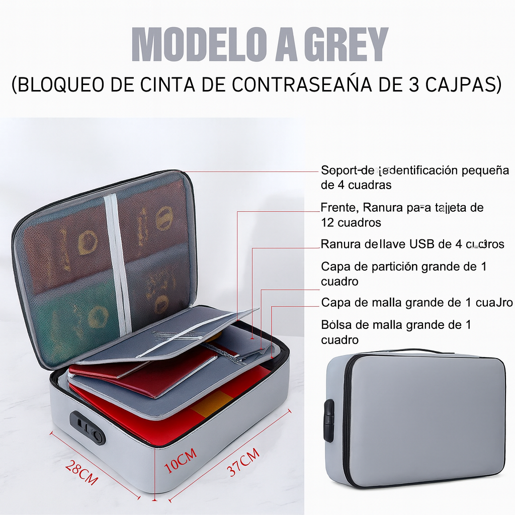 Bolsa de Documentos Premium – Ignífuga, con Cerradura de 3 Dígitos, Máxima Tranquilidad