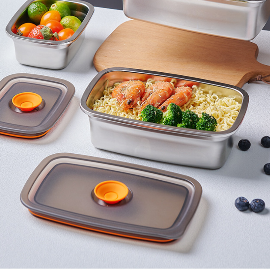 Contenedor de alimentos duradero de acero inoxidable 316 (19 x 13,5 x 5,5 cm)