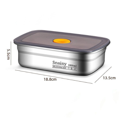 Caja De Comida Al Vacío De Acero Inoxidable Antibacteriana 316 (19 x 13.5 x5.5 cm)