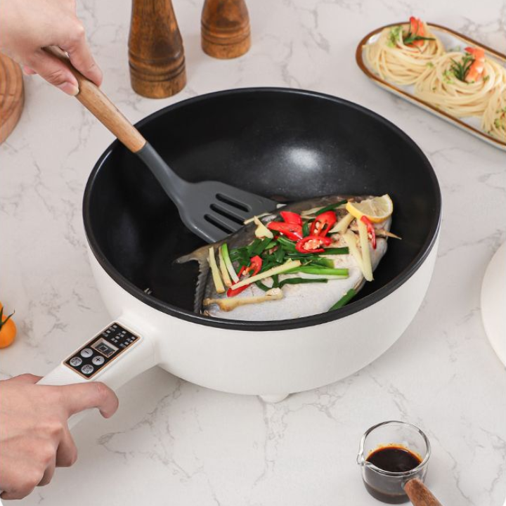 (lcd yen) Sartén eléctrica con pantalla LCD, múltiples modos de cocción y sensor de temperatura automática