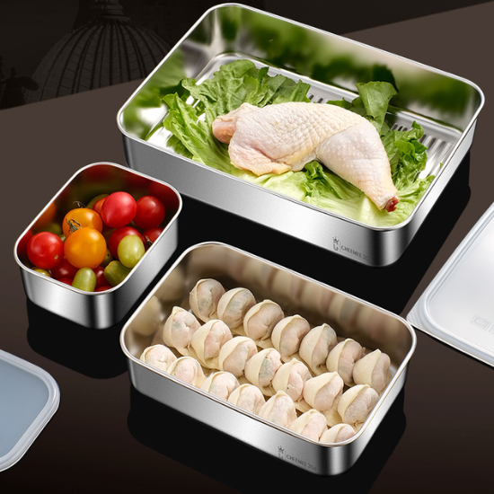 Caja de alimentos de acero inoxidable 304 (25*20*6 cm)