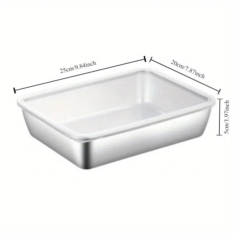 Juego de 3 cajas de acero inoxidable para alimentos FOODY (30x24x6 cm) (S)