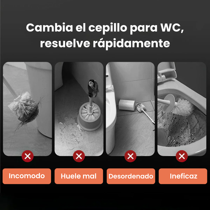 Cepillo de Silicona Flexible para Inodoro con Mango Largo y Colgante de Pared sin Perforación para el Hogar (L)