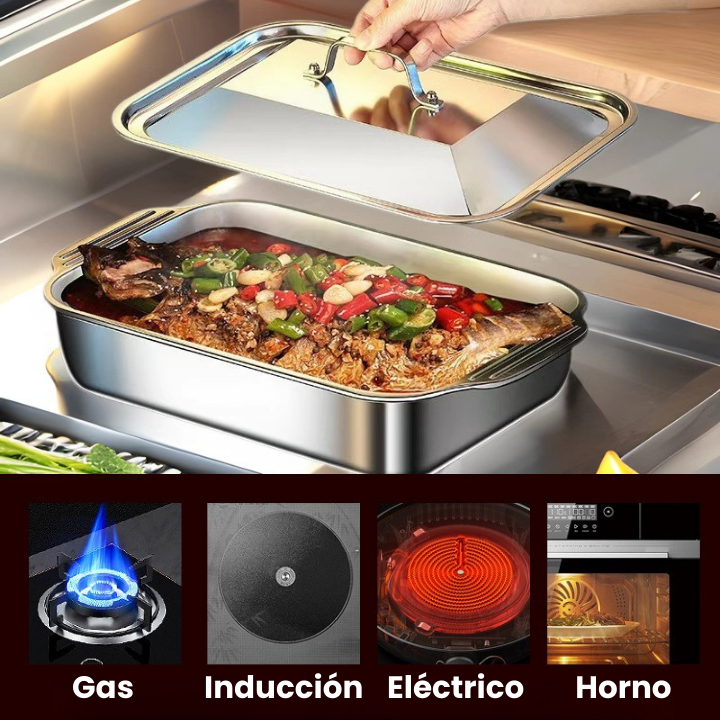 Bandeja De Cocina De Acero Inoxidable SUS304 Para Ollas Calientes, Pescado Al Vapor, Hornear Y Almacenar Alimentos