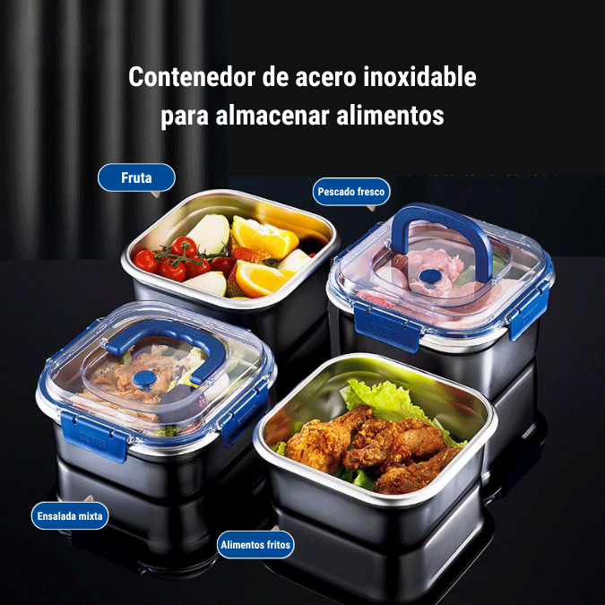 Caja de almacenamiento de alimentos de acero inoxidable 316 con tapa al vacío (1800 ml)