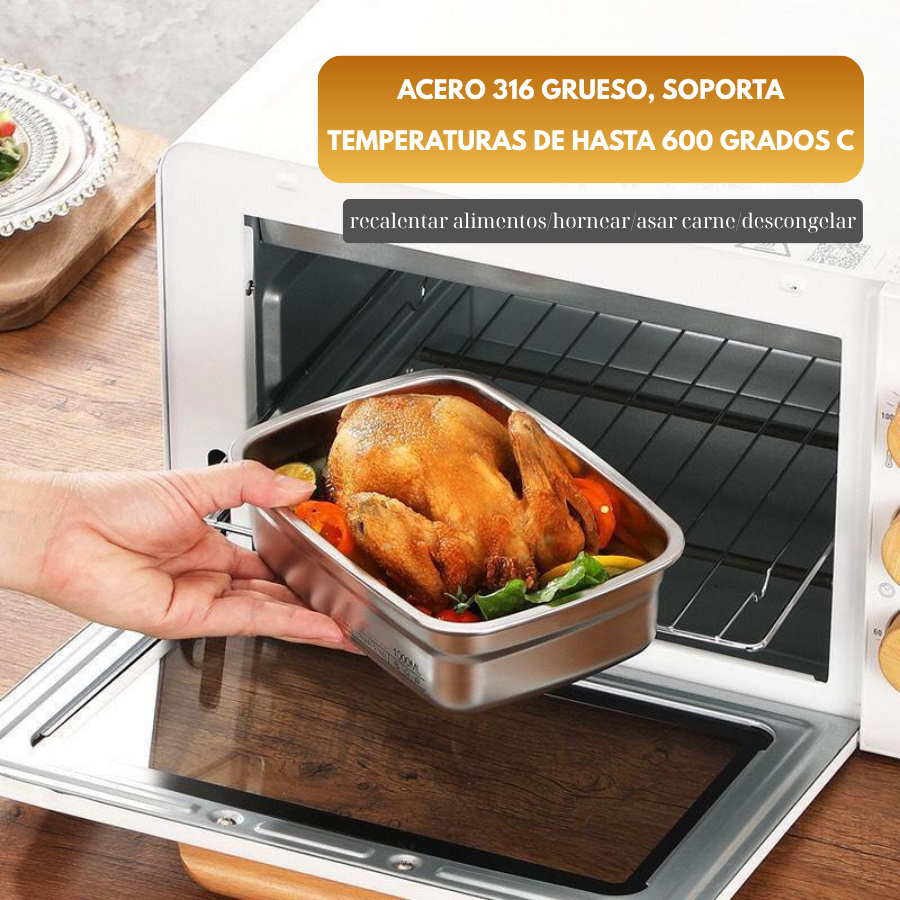 Contenedor de alimentos duradero de acero inoxidable 316 (19 x 13,5 x 5,5 cm)