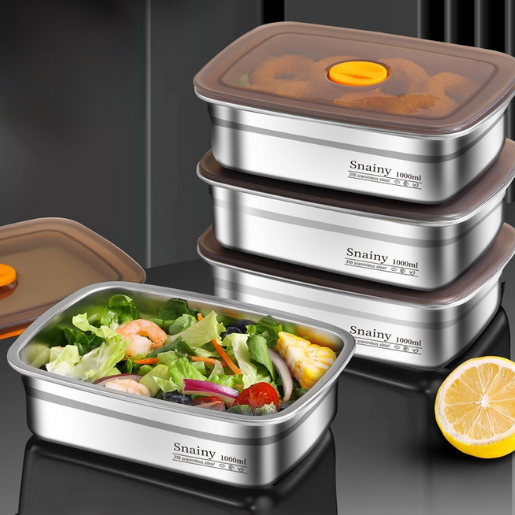 Caja De Comida Al Vacío De Acero Inoxidable Antibacteriana 316 (19 x 13.5 x5.5 cm)