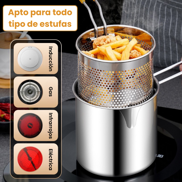 🇪🇸 Olla freidora multifuncional 1.2L de acero 304 alemán