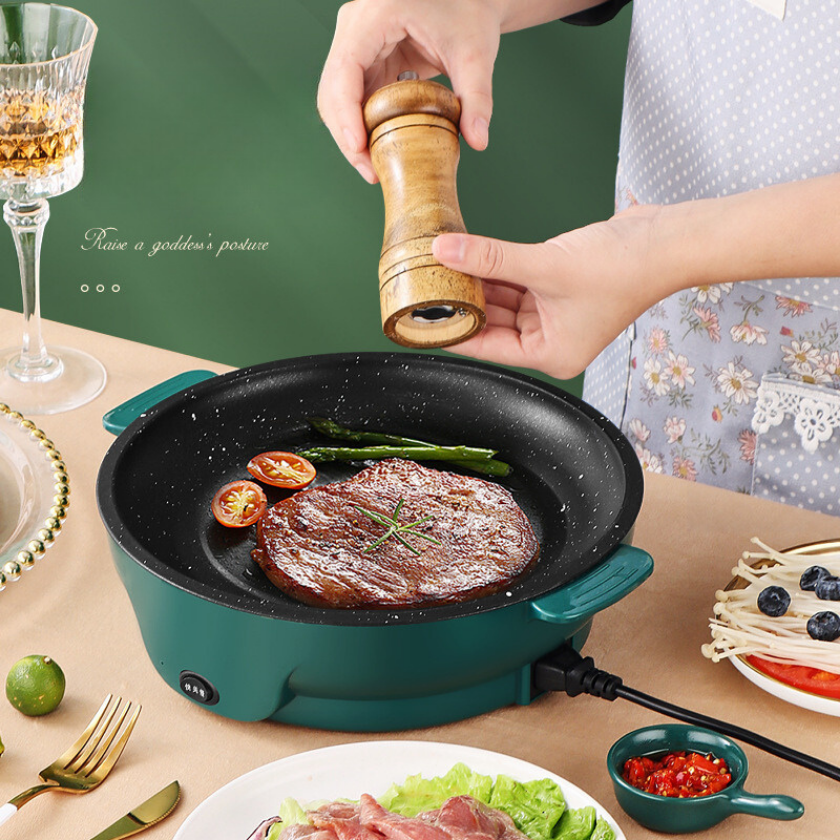 Frigideira de pedra de dupla potência com tecnologia de economia de energia de nova geração