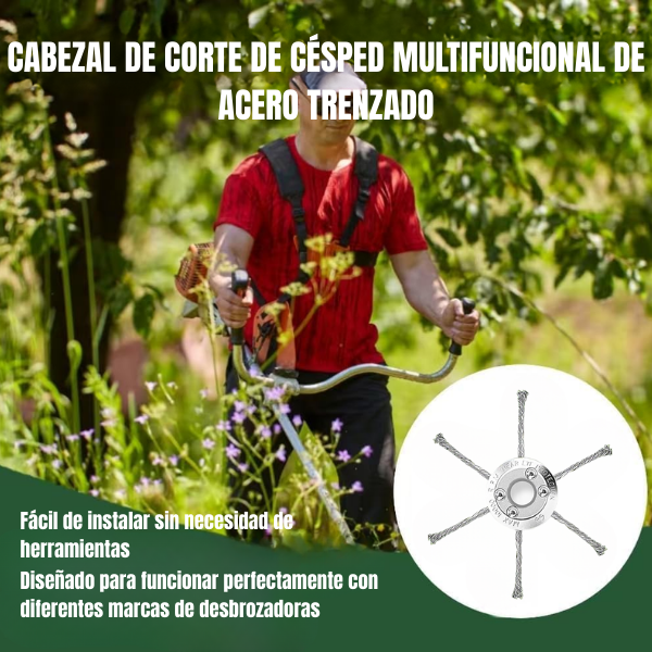 El cabezal del cortacésped tiene 6 ramas tejidas con alambre de acero resistente