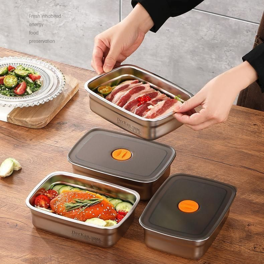 Contenedor de alimentos duradero de acero inoxidable 316 (19 x 13,5 x 5,5 cm)