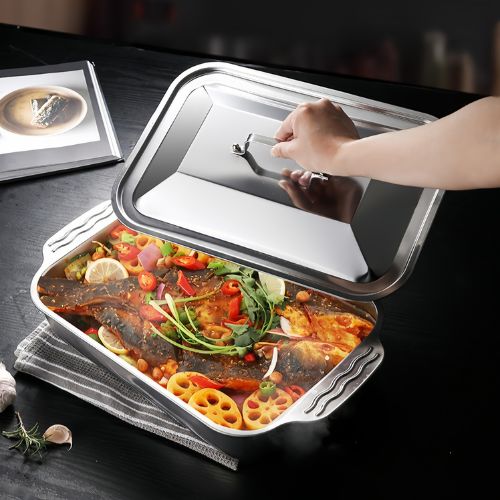 ⭐️ Bandeja De Cocina De Acero Inoxidable SUS304 Para Ollas Calientes, Pescado Al Vapor, Hornear Y Almacenar Alimentos