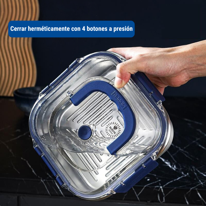 Caja de almacenamiento de alimentos de acero inoxidable 316 con tapa al vacío (1800 ml)