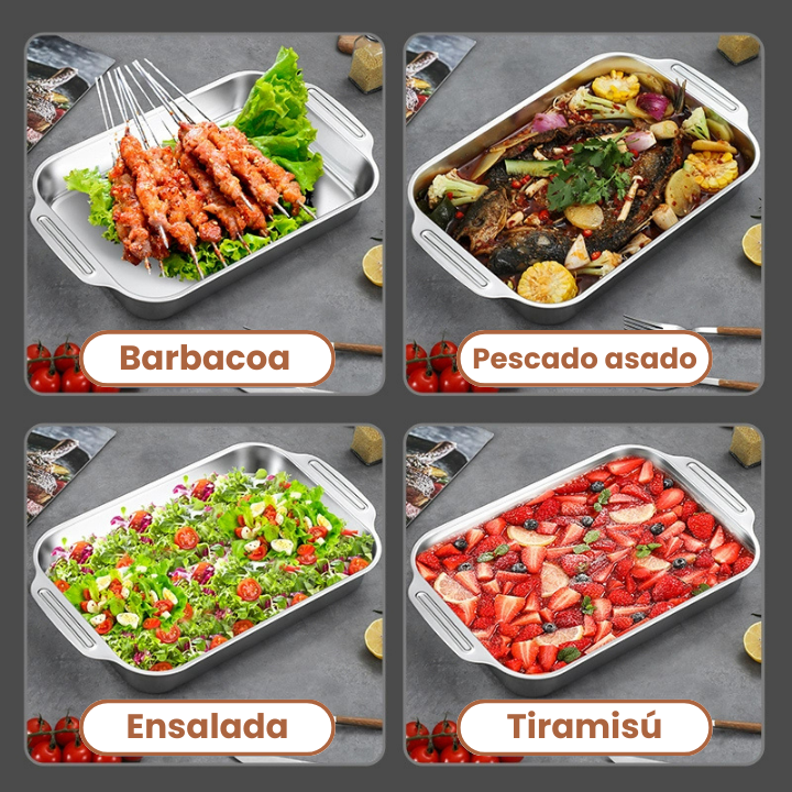 Bandeja De Cocina De Acero Inoxidable SUS304 Para Ollas Calientes, Pescado Al Vapor, Hornear Y Almacenar Alimentos