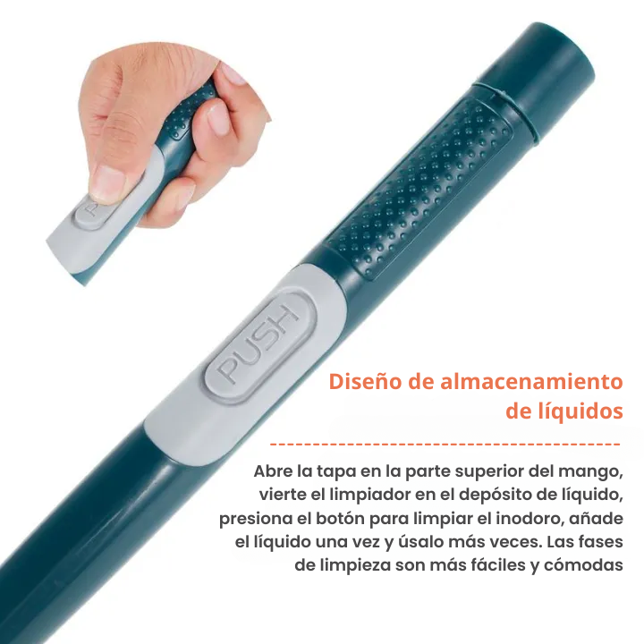 Cepillo de Silicona Flexible para Inodoro con Mango Largo y Colgante de Pared sin Perforación para el Hogar (L)