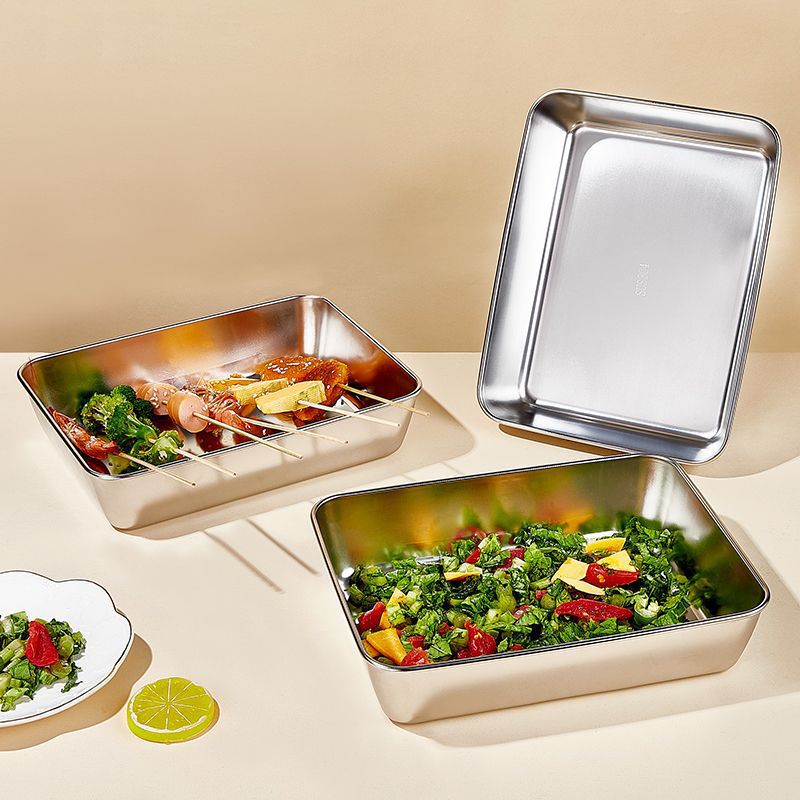Caja de alimentos de acero inoxidable 304 (25 x 20 x 6 cm)