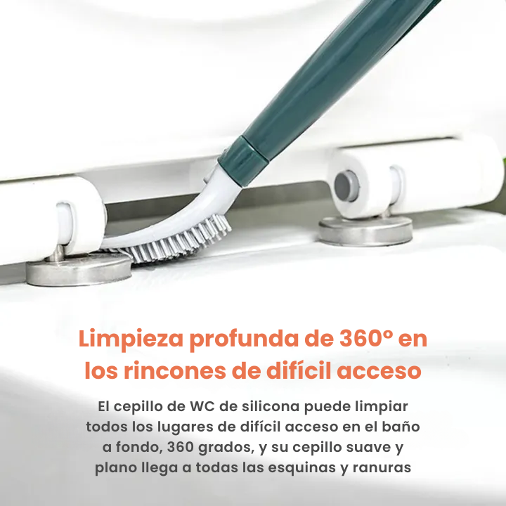 Cepillo de Silicona Flexible para Inodoro con Mango Largo y Colgante de Pared sin Perforación para el Hogar (L)