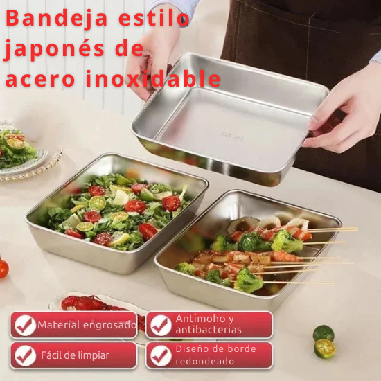 Caja de alimentos de acero inoxidable 304 (25 x 20 x 6 cm)