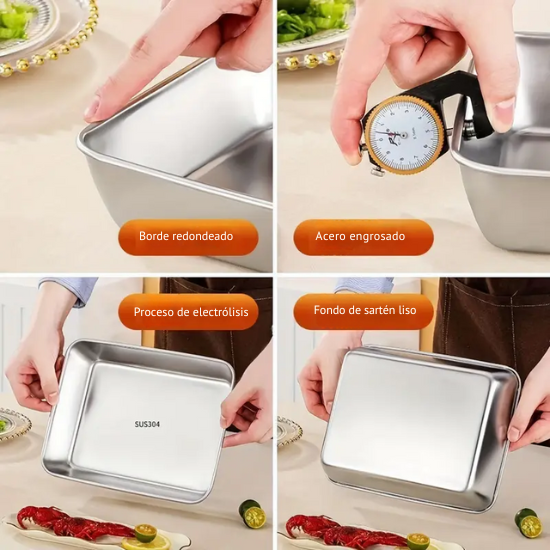 Caja de alimentos de acero inoxidable 304 (25 x 20 x 6 cm)