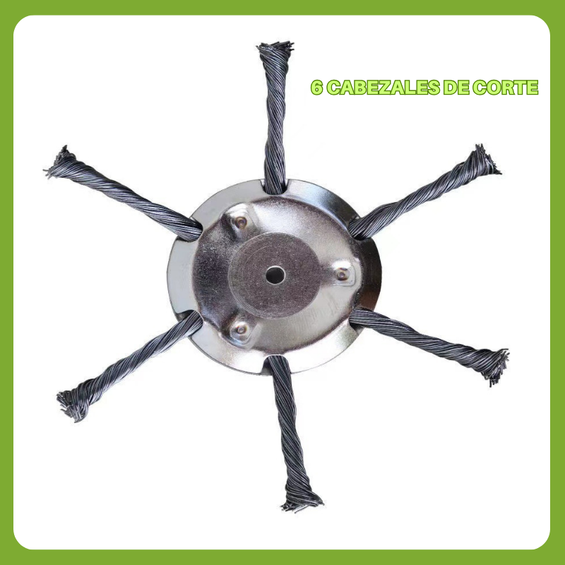 El cabezal del cortacésped tiene 6 ramas tejidas con alambre de acero resistente ✅