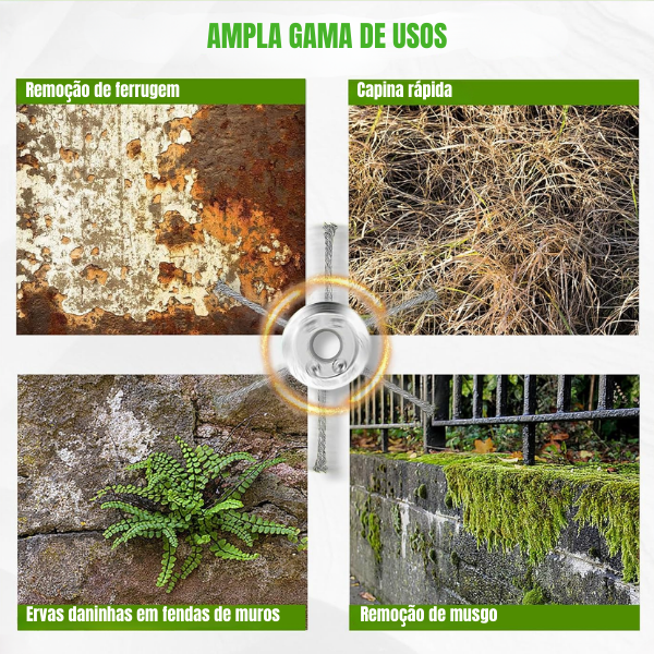 El cabezal del cortacésped tiene 6 ramas tejidas con alambre de acero resistente ✓