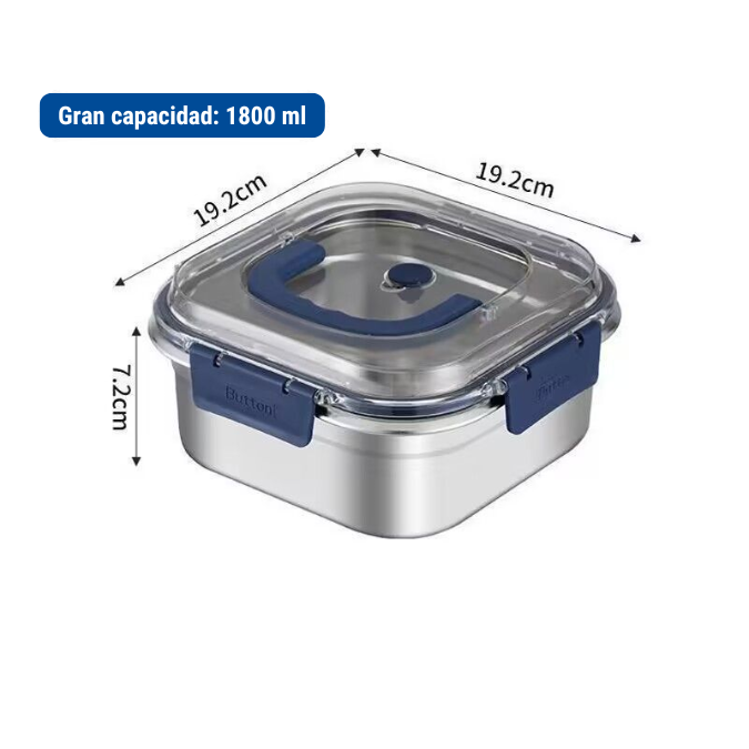 Caja de almacenamiento de alimentos de acero inoxidable 316 con tapa al vacío (1800 ml)