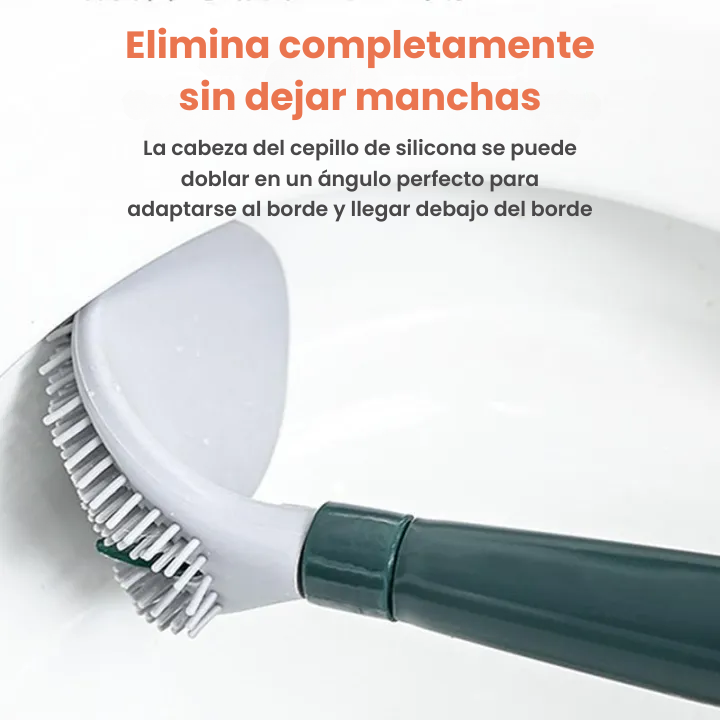 Cepillo de Silicona Flexible para Inodoro con Mango Largo y Colgante de Pared sin Perforación para el Hogar (L)