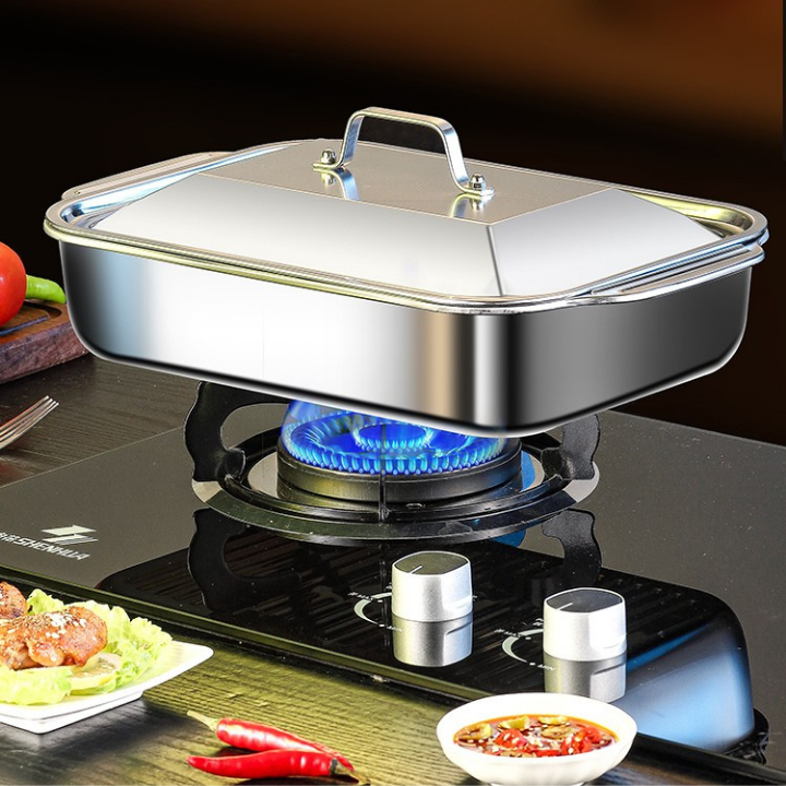Bandeja De Cocina De Acero Inoxidable SUS304 Para Ollas Calientes, Pescado Al Vapor, Hornear Y Almacenar Alimentos
