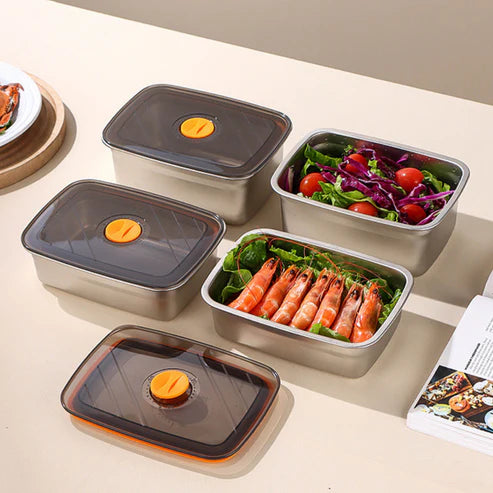 🇪🇸 (Compra 6 + 3 gratis) Recipientes para alimentos de acero inoxidable alemán 316 con tapa al vacío