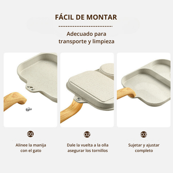 🔵Sartén antiadherente de 3 esquinas con almohadilla termosensible