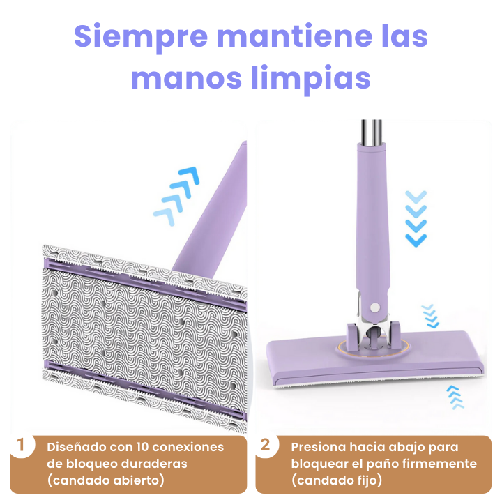 Mini Mop con Cambio de Paño, Diseño de Mango de Empujar-Tirar con Toalla Desechable
