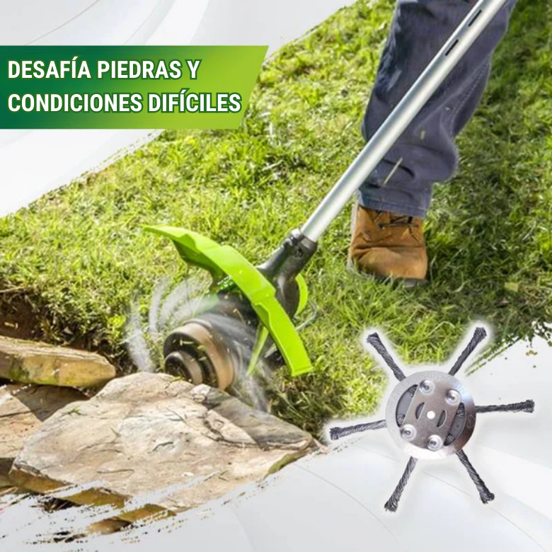 El cabezal del cortacésped tiene 6 bordes de acero inoxidable (Accesorios incluidos)