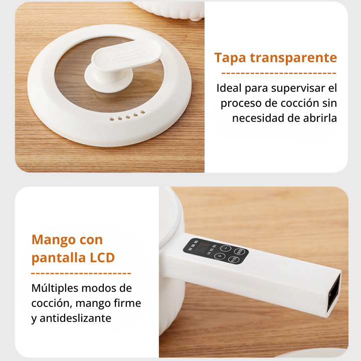 (lcd yen) Sartén eléctrica con pantalla LCD, múltiples modos de cocción y sensor de temperatura automática
