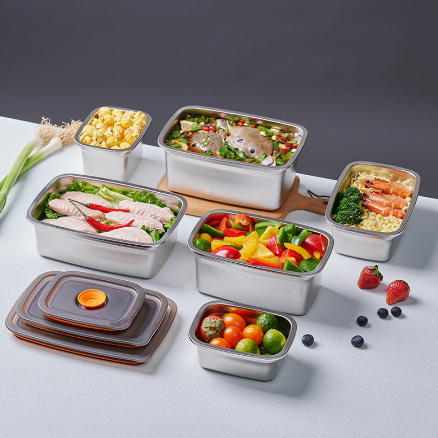 Contenedor de alimentos duradero de acero inoxidable 316 (19 x 13,5 x 5,5 cm)