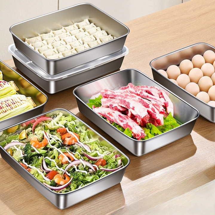 Cajas para alimentos de acero inoxidable 304 (25 x 19,5 x 5 cm) (TT)