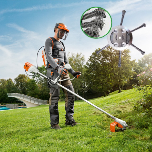 El cabezal del cortacésped tiene 6 ramas tejidas con alambre de acero resistente✓
