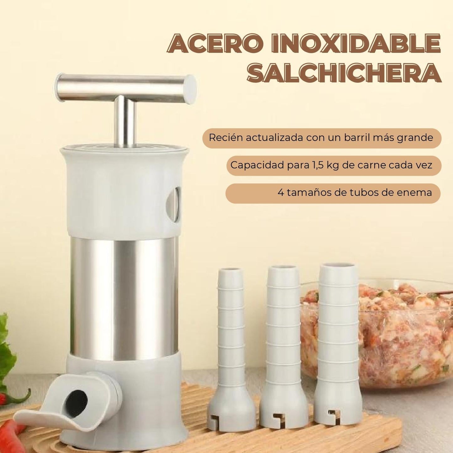 🔹Práctica máquina de salchichas de acero inoxidable