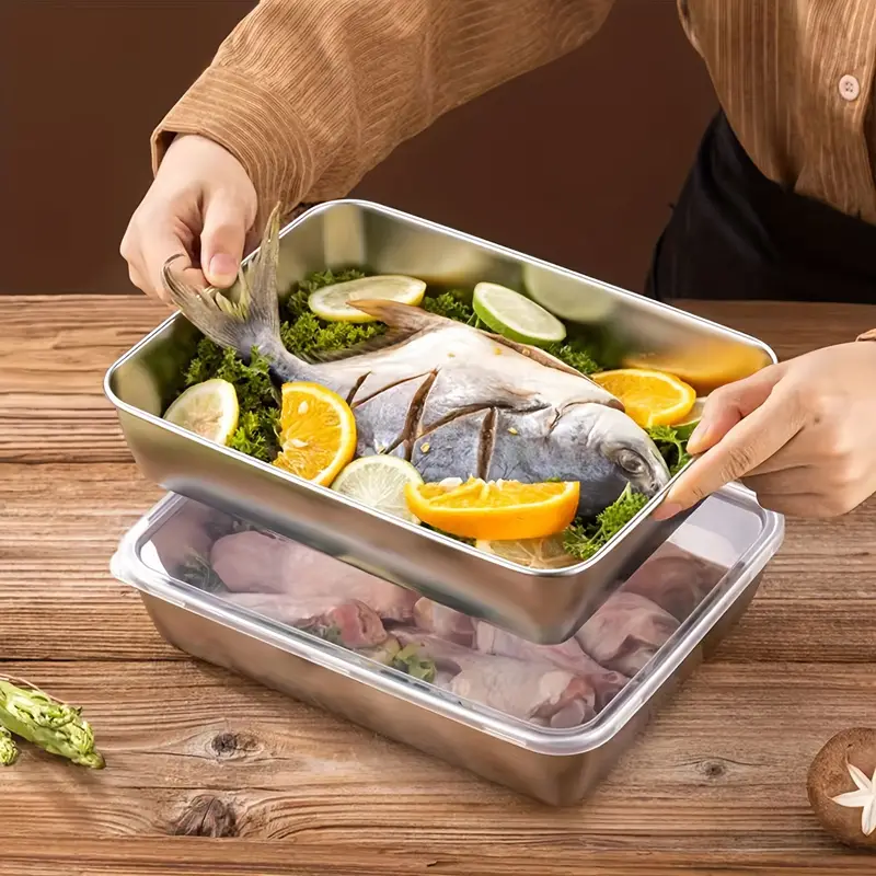 Caja de alimentos de acero inoxidable 304 (25 x 20 x 6 cm)