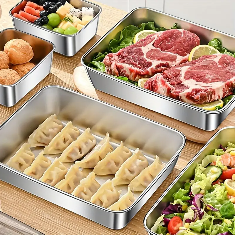 Caja de alimentos de acero inoxidable 304 (25 x 20 x 6 cm)