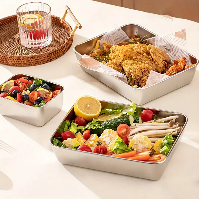 Caja de alimentos de acero inoxidable 304 (25 x 20 x 6 cm)