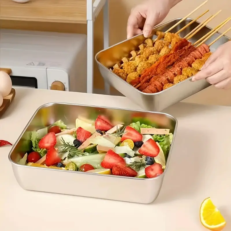 Caja de alimentos de acero inoxidable 304 (25 x 20 x 6 cm)