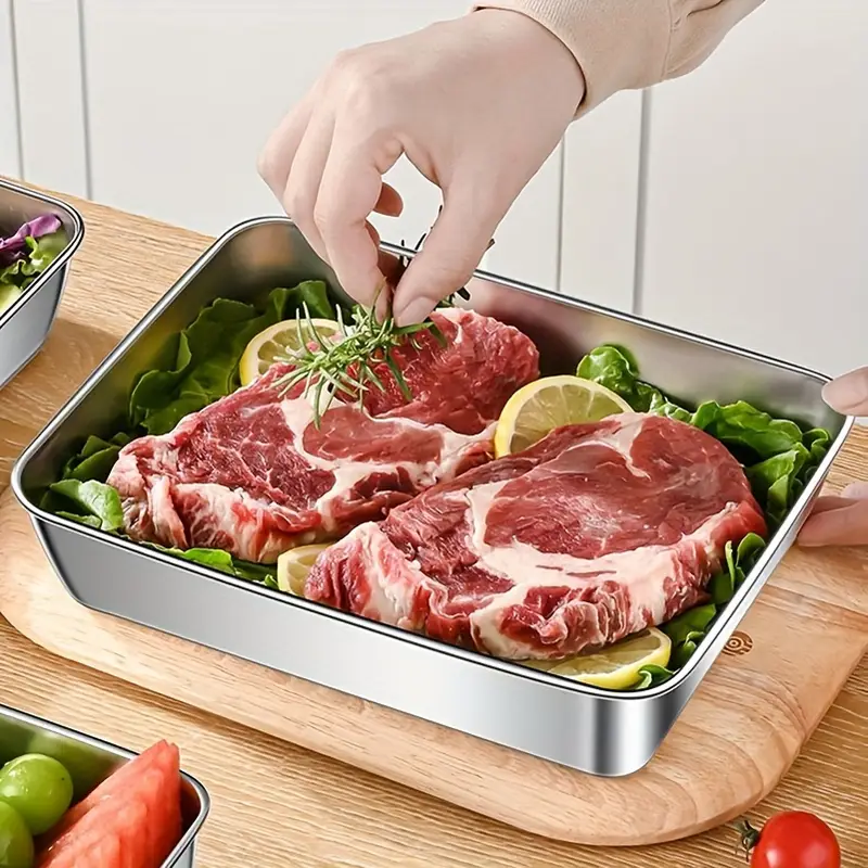 Caja de alimentos de acero inoxidable 304 (25 x 20 x 6 cm)