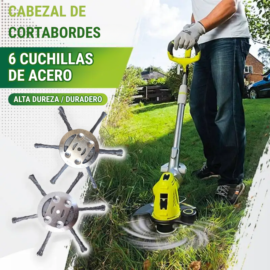 El cabezal del cortacésped tiene 6 bordes de acero inoxidable (Accesorios incluidos)