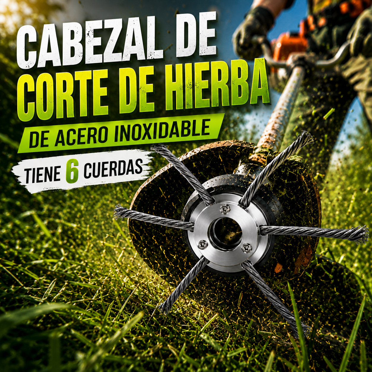 70% DE DESCUENTO | El Cabezal Del Cortacésped Tiene 6 Bordes De Acero Inoxidable