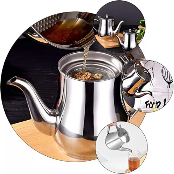 Botella de aceite de acero inoxidable 304 con filtro, especial para cocina