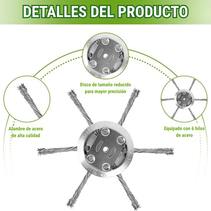 El cabezal del cortacésped tiene 6 bordes de acero inoxidable (Accesorios incluidos)