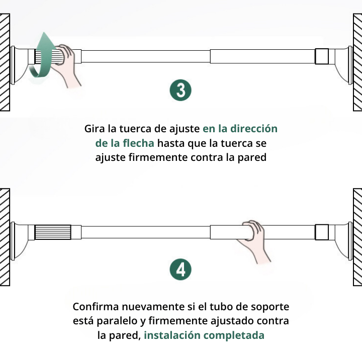 Barra telescópica ajustable y multifuncional sin perforación, que se extiende hasta 160 cm