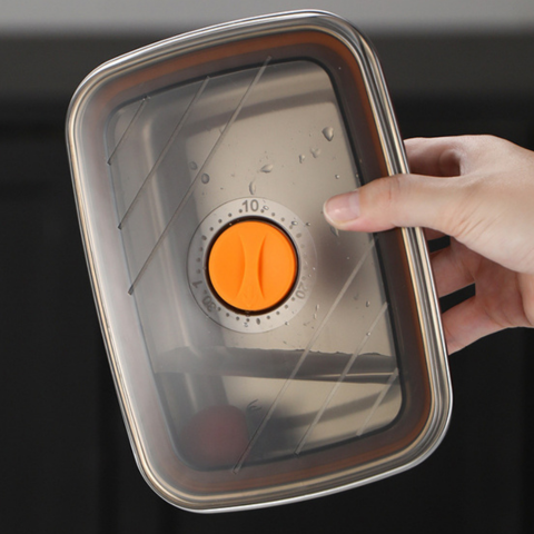 Recipiente Grande Para Alimentos Al Vacío De Acero Inoxidable Antibacteriano De 1500ml (19 x 14 x 8cm)