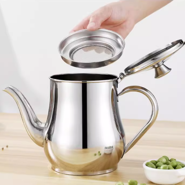 Botella de aceite de acero inoxidable 304 con filtro, especial para cocina
