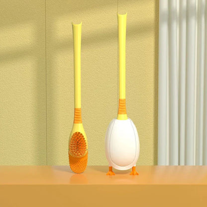 Juego de escobilla de baño con mango largo en forma de pato